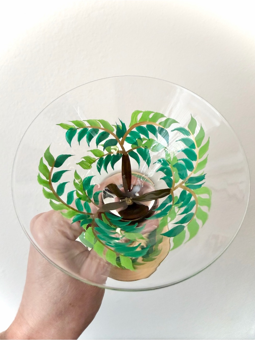 Lolita Palmtini Hand Painted Martini Glass Palm Tree w Box